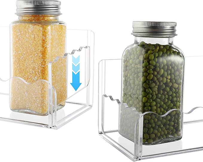 6 inch Spice Rack Wall Mounted,4 Pack Spice Organizer Shelf for Stove Cabinet Pantry Door, Adhesive or Screw Hanging Wall Spice Shelf Storage Holder in Kitchen and RV - Clear Color