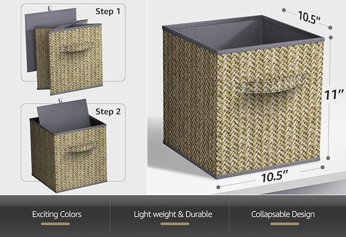 Sorbus Foldable Storage Bins - 11 Inch Sturdy Collapsible Fabric Storage Cubes with Handle - 4 Baskets for Organizing Clothes & Toys - Organization & Storage Baskets for Shelves, Pantry, Closet, Cubby