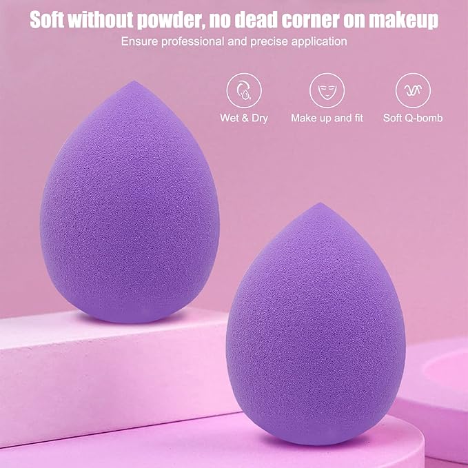 12 Pieces Professional Makeup Sponge Set,Latex Free Flawless Soft Setting Face Puffs,Multicolor Makeup Blending Sponge Cosmetic Applicator for Powder,Liquid,Facial Makeup Tools