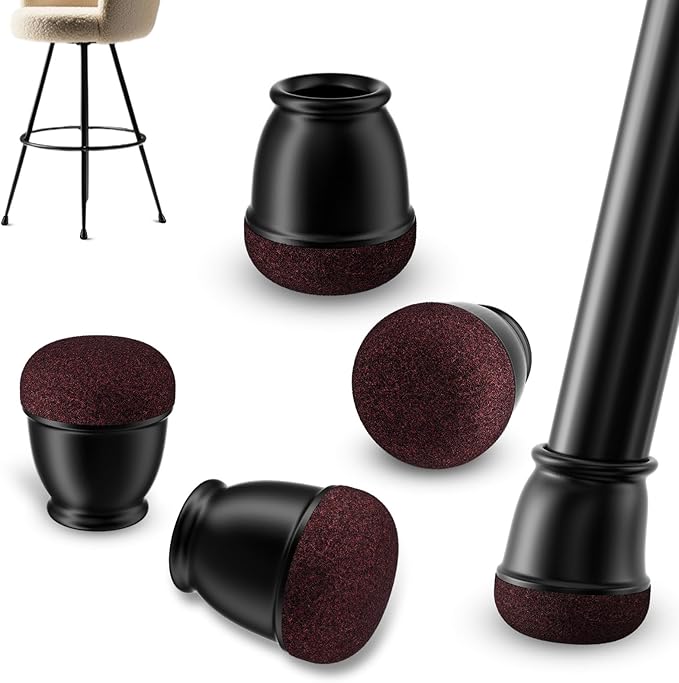 Ezprotekt 24 Pcs Extra Small Chair Leg Floor Protectors, Silicone Felt Chair Pads for Hardwood Floors, Round Chair Leg Caps, Felt Furniture Feet Covers for Dining Table, Black (XS Fit: 2/5"-11/20")
