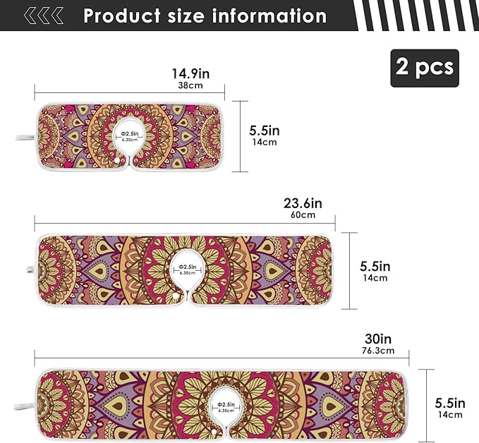 Sink Faucet Absorbing Mat Kitchen Sink Splash Guard Splash Faucet Drip Catcher for Bar RV Bathroom 2PCS 30x5.5in Mandala Pattern Purple and Orange