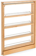 Rev-A-Shelf Pullout Shelf Organizer for Base Kitchen or Bathroom Cabinets, Wood Filler Pantry Storage or Spice Rack, Maple, 3" x 23" x 30", 432-BF-3C