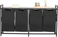 VEVOR 4 Section Laundry Sorter, Large Laundry Hamper with Metal Frame and Wooden Tabletop, Freestanding Storage Organizer Baskets with Pull-Out 600D Oxford Cloth Bags for Dirty Clothes, Bathroom