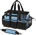 Wearable Cleaning Caddy, Cleaning Caddy Supplies Organizer with Handle & Shoulder Straps for Housekeepers, Under Sink & Car Cleaning Tool Organizers Bag with 4 Foldable Divider (Blue)