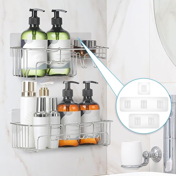 14 Pieces Shower Caddy Adhesive Hooks, Shower Shelf Adhesive Replacement, Shelf Hooks for Shelves for Installing Storage Racks in Scenarios Such as Bathrooms Kitchens Living Rooms