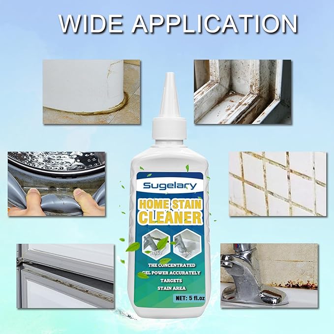 Sugelary Home Stain Cleaner, 5 fl oz Mold Stain Cleaner Gel for Washing Machine, Home Stain Cleaning Gel for Fridge, Tile, Grout, Sink and Bathroom Use