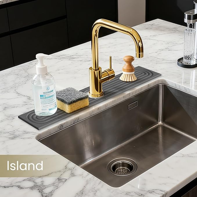 Faucet Mat for Kitchen Sink,Diatomite Fast Drying Stone Sink Tray,Faucet Splash Guard for Bathroom Counter [23.6"x4"],Super Absorbent, Prevents Moisture Buildup
