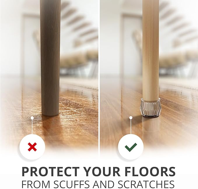 16 PCS Chair Leg Floor Protectors with Felt Pads X-Protector - 1.4" - 1.8" - Furniture Pads for Hardwood Floors - Clear Chair Pads - Floor Protectors for Chairs - Brown Chair Leg Covers!