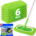 6PCS Reusable Microfiber Mop Pads Compatible with Swiffer Sweeper, Mop Replacement Wet Mopping Cloths, Washable Wet Pads Refill for Wet & Dry Surface, Hardwood Floor Cleaning