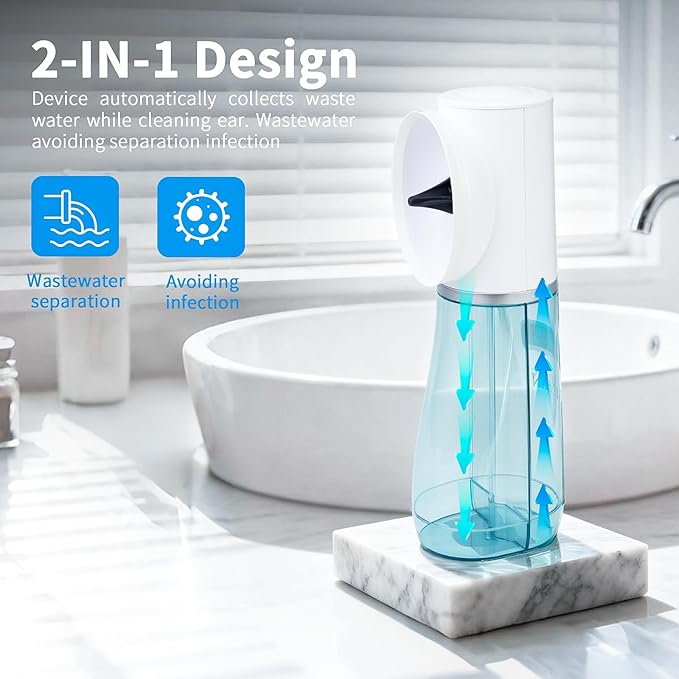 Scian Ear Wax Removal, Electric Ear Irrigation Flushing System, Water Powered Ear Cleaner Tool with 4 Pressure Settings, Safe & Effective Ear Cleaning Kit with 6 Tips, USB Rechargeable, IPX7, Blue