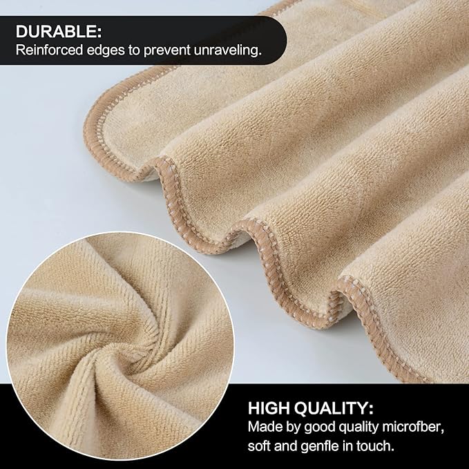 SINLAND Microfiber Facial Cloths Fast Drying Washcloth 12inch x 12inch (6pack, Cream)