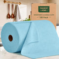 CHAUNCEY HOME Microfiber Cleaning Cloth Roll - 100 Pack Tear Away Microfiber Paper Towels, Reusable, Washable, Scratch-Free, Kitchen Towels for Car, Home, Kitchen, Glass, Dishes (Blue)