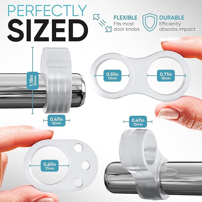 Strongest Home 12+8 Pack Door Stop Wall Protector for Door Handle - Clear & Invisible Wall Stoppers Wall Protector, Damage-Free Glass Shower Stopper, No Adhesive, Fits All Door Handle Types.