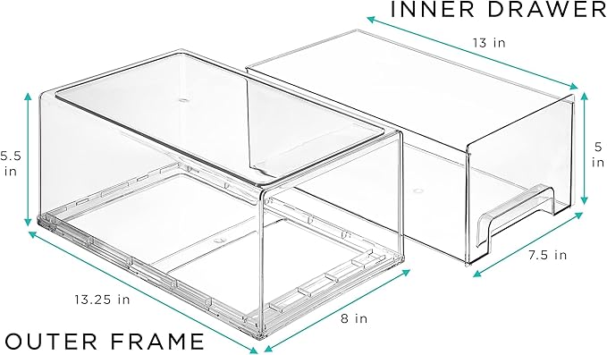 Sorbus Plastic Storage Bins Stackable Clear Pantry Organizer Box Bin for Organizing Kitchen Fridge, Food, Snack Pantry, Fruit, Vegetables, Bathroom, Wide & Narrow Deep (4 Pack)