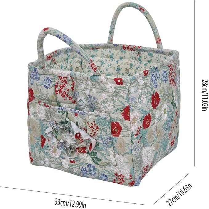 Boho Fabric Storage Basket, Large Capacity Laundry Basket, 12.2'' x 10.23'' x 10.23'' Collapsible Laundry Hamper with Easy Carry Handles (C Multi-Color 4, L)