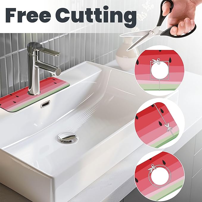 3Pcs Watermelon Dish Drying Mat & Kitchen Sink Splash Guard Faucet Mat For Kitchen Counter Absorbent Microfiber Dishes Pad Dish Drainer Rack Mats Fast Dry Kitchen