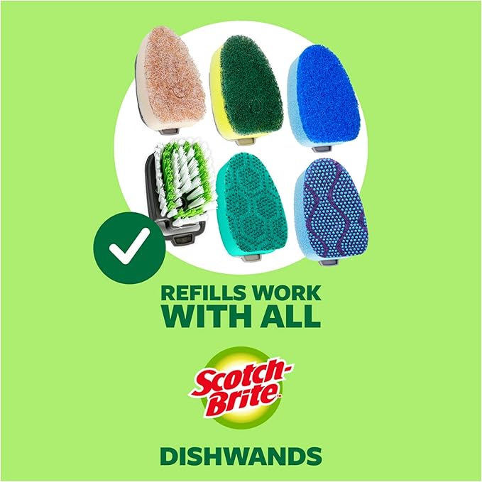 Scotch-Brite Non-Scratch Dishwand, Scrubber for Cleaning Kitchen, Bathroom, and Household, Non-Scratch Dish Scrubber Safe for Non-Stick Cookware, 1 Dishwand