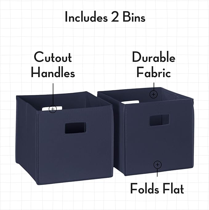 RiverRidge Folding Storage Bins with Handles Navy Cube Storage Organizer for Closet, Bedroom & Playroom - Closet Organizers Set of 2