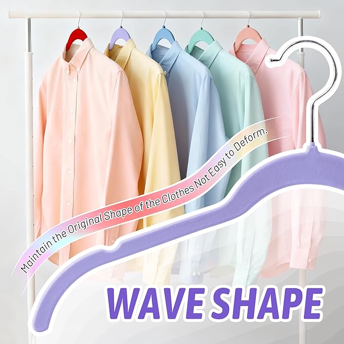 Sishynio 30 Pack Velvet Hangers Multicolor Set – Non-Slip Slim Flocked Clothes Hangers with Notches & 360° Swivel Hook, Space-Saving Felt Hangers for Dresses, Shirts, Coats