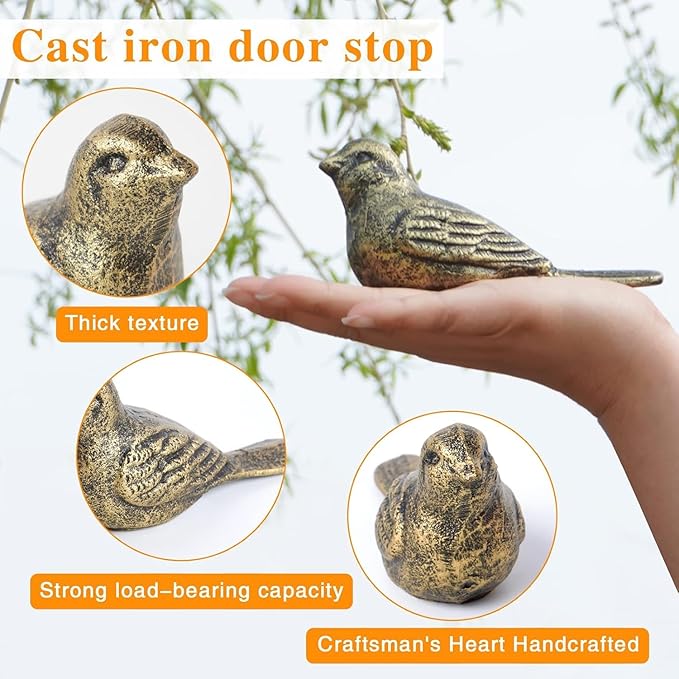 Cast Iron Bird Door Stopper,Cute Heavy Duty Door stoppers, Door Stop Wedge Avoid Drilling Holes Doorstop for Home Office Garden