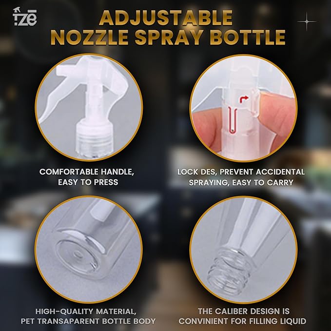 FZE Spray Bottles With Ultra Fine Mist Pack of 2 | 6.76 Oz/200ml | Plant Mister | Small Spray Bottle for Hair | Plants | Cleaning | Gardening | Essential Oil Mist Spray [ Mini Mist]