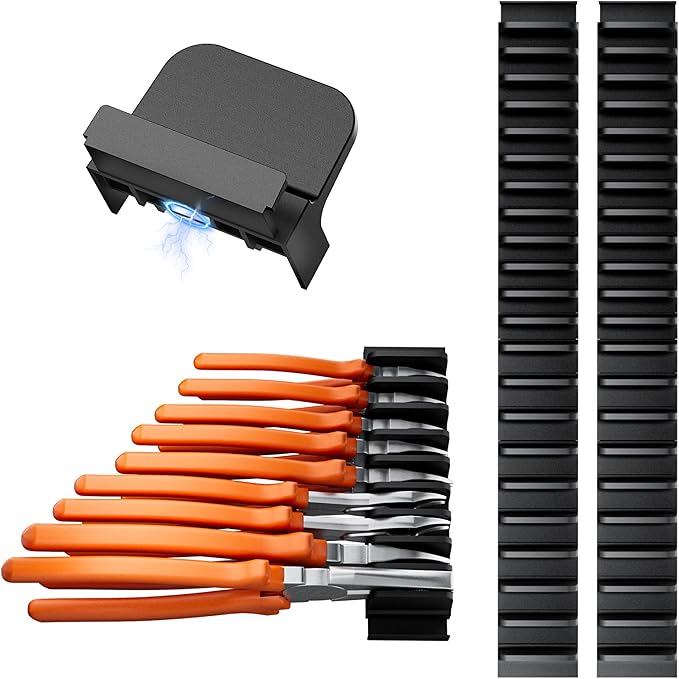 44 PCS Magnetic Plier Organizer for Toolbox & Tool Drawer, Modular Desgin Plier Holders, Modular Toolbox Organizer System for Professional and DIY Mechanics, Include 20 Big Slot, Black