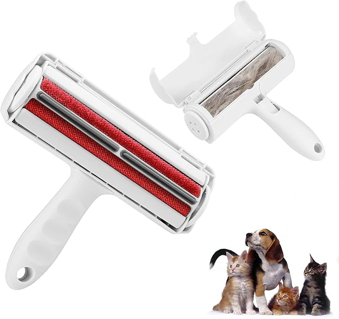 Cat and Dog Hair Remover for Furniture, Couch, Carpet, Clothes, and Bedding - Reusable Lint Roller and Pet Hair Remover - Portable, Multi-Surface Fur Removal Tool