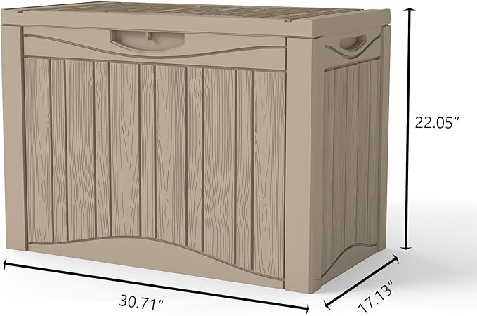 Outdoor Storage Box Waterproof, 50 Gallon Lockable Resin Deck Box Small, Patio Storage Bin for Pool Accessories Cushion Furniture, Garden Tools, UV-Resistant Outside Delivery Grey