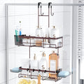 Over the Door Hanging Shower Caddy: Rustproof Hanging Organizer over the Door - No Drilling Bathroom Rack for Inside Shower Bronze