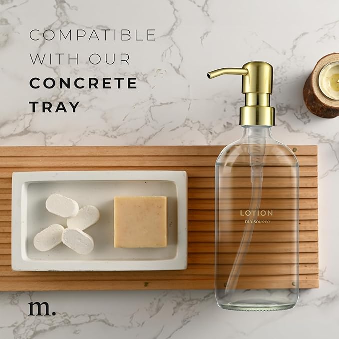 MaisoNovo Soap Dispenser 2-Piece Set | 16.9oz Clear Bottles with Gold Stainless Steel Pump Core