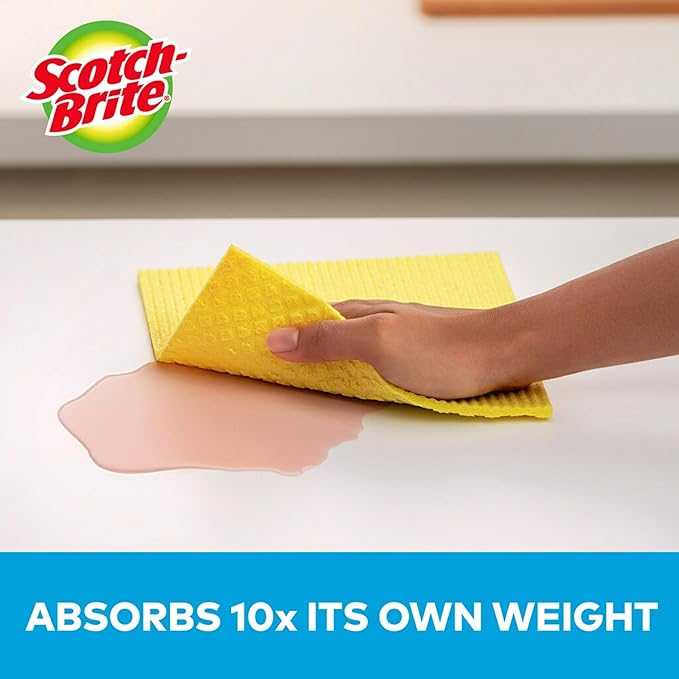 Scotch-Brite Sponge Cloth – 6-Pack (3 Packs of 2 Each), Reusable and Washable, Highly Absorbent, Multi-Purpose Cleaning Cloths
