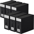 6 Pack Bed Sheet Closet Organizers and Storage,Sturdy Foldable Storage Containers with Window and Label,Storage and Organization for Bedding Sheets,Duvet Covers,Blankets (Black)