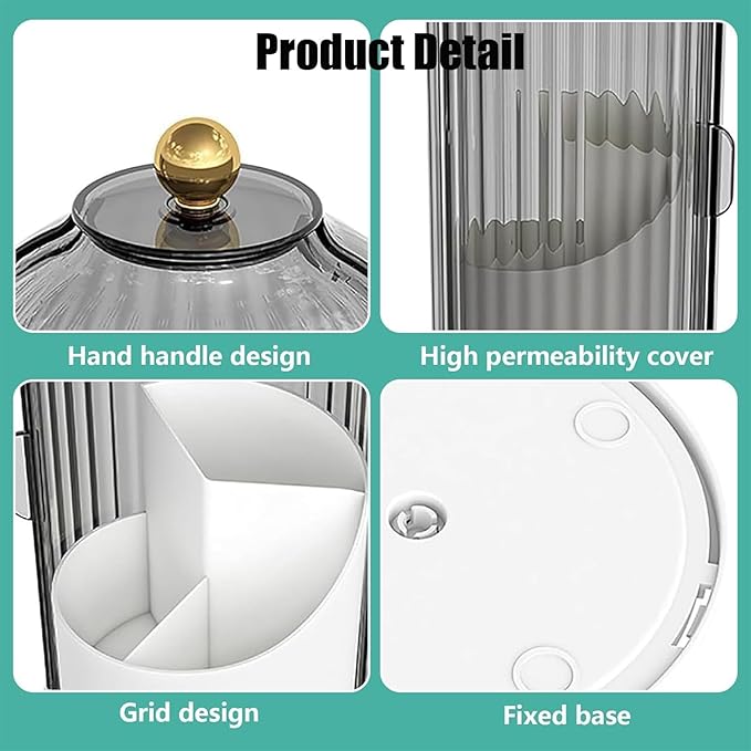 Concealed Toothbrush Holder, Rotating Bathroom Organizer Countertop, Toothbrush Holders with Cover, Bathroom Counter Organizer with Covered Makeup Brush Holder (1pcs Grey)