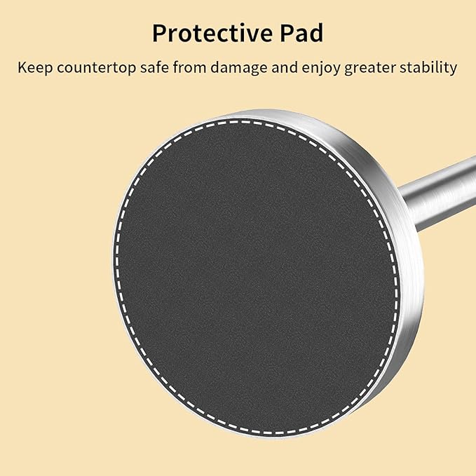 YUMORE Toilet Paper Holder Free Standing, Stainless Steel Toilet Paper Stand, Weighted Base Floor Tissue Roll Holder for Bathroom, Brushed Nickel 200UP