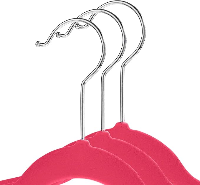 Casafield 50 Velvet Kid's Hangers - 14" Size for Children's Clothes - Pink