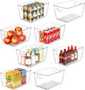 Joymeezo 8 Pack Large Clear Plastic Storage Bins, Refrigerator Cabinet Organizers with Handles for Pantry Organization and storage, Perfect for Home Organization, Kitchen, Laundry, Office& Garage