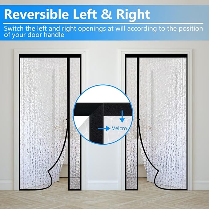 RELIANCER Magnetic Thermal Insulated Door Curtain,Waterproof EVA Door Cover,Left Right Side Opening,Fit Doors Size 38"x96",Self-Closing Insulated Doorway Curtain,Patio Auto Close Thermal Doors Screen