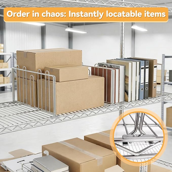 10 Pcs 18" W x 9" H Shelf Dividers for Wire Shelves, Vertical Wire Shelf Dividers for Storage Item Separation and Organization, Rack Shelving Accessories Bulk