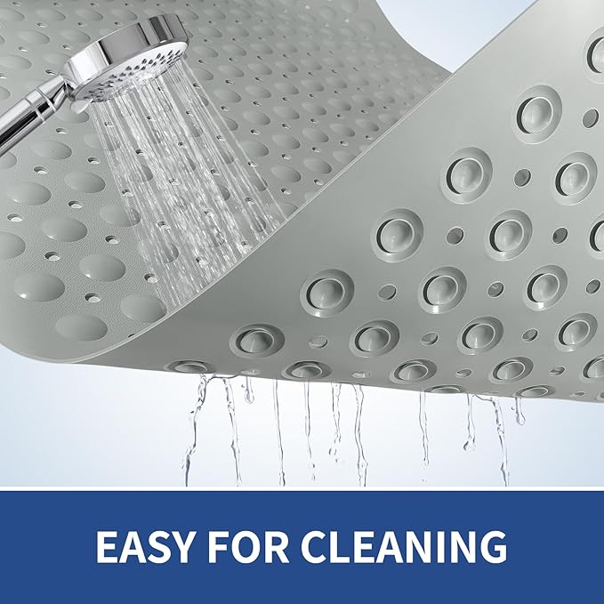 OTHWAY Square Shower Mat 32x32, TPE Non-Slip Shower Mats with Drain Holes and Suction Cups, Walk-in Mat for Inside Shower Stall, Anti-Slip for Elderly Kids (Dark Grey)