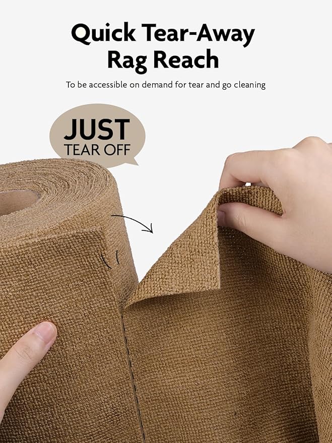 Fantasticlean Microfiber Cleaning Cloth Roll -40 Pack, Tear Away Microfiber Towels, 12" x 12", Reusable, Washable, Scratch Free, Ultra Absorbent for All-Around Cleaning Supplies (TAN)