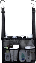 GUMQDD 4 Storage Pockets Adjustable Hanging Mesh Bathroom Bag, Shower Caddy College with Hooks, Applied to College Dorm Rooms, Gym, Swimming and RV Travel (Black)