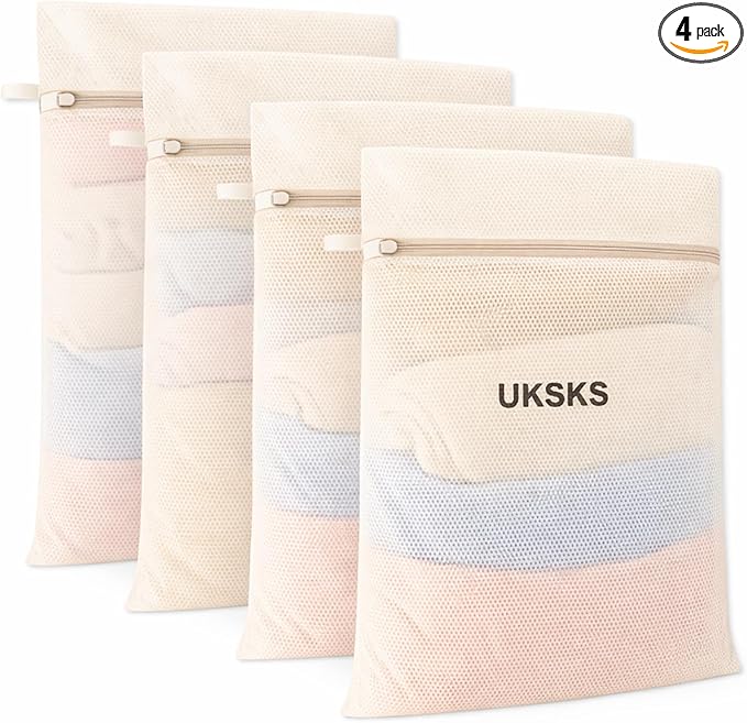 Durable Honeycomb Mesh Laundry Bags for Delicates,lingerie, socks and gloves, yoga pants, jeans or even jackets, scarves (4Pcs 16 x 20 Inches Large)