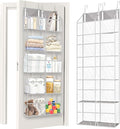 Over the Door Organizer 5 Tiers,Extra Large Behind Door Storage of 10 Compartments,50 lbs Weight Capacity Over the Door Storage, Clear Door Hanging Organizer for Closet, Diaper Organizer