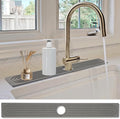 Stone Faucet Mat for Kitchen Sink- 23.6''x 3.9''Diatomite Fast-Drying Faucet Mat, Super Water Absorbing Stone Tray for Sink,Faucet Splash Guard for Bathroom Counter (Dark Gray)