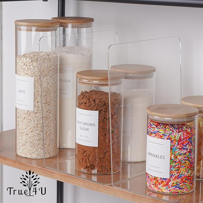 True 4U 4 Pack, Acrylic Shelf Dividers for Closet Organization, Clear Tall Shelf Dividers, Extra Deep, Easy to Install for Bedroom Kitchen Office Closet Bathroom