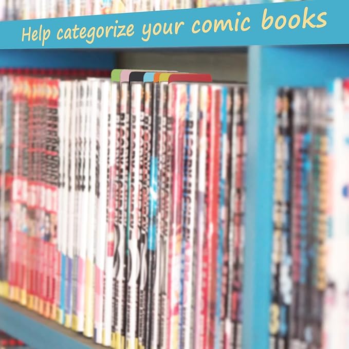 Lewtemi Comic Book Dividers Multicolor Frosted Card Separator with Tabs Large Plastic Comic Book Dividers for Comic Book Storage Boxes, 10 Assorted Colors, 7.25 x 11.25 Inch(20 Pcs)