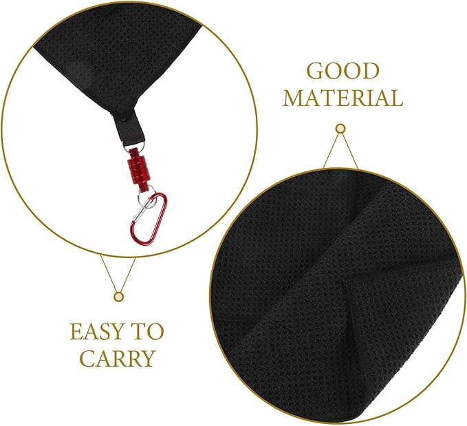 ABOOFAN Magnetic Golf Towel with Clip Microfiber Textured Design Sweat Absorbent Cleaning Cloth for Men and Women Golfing Outdoor Golf Bag Accessory