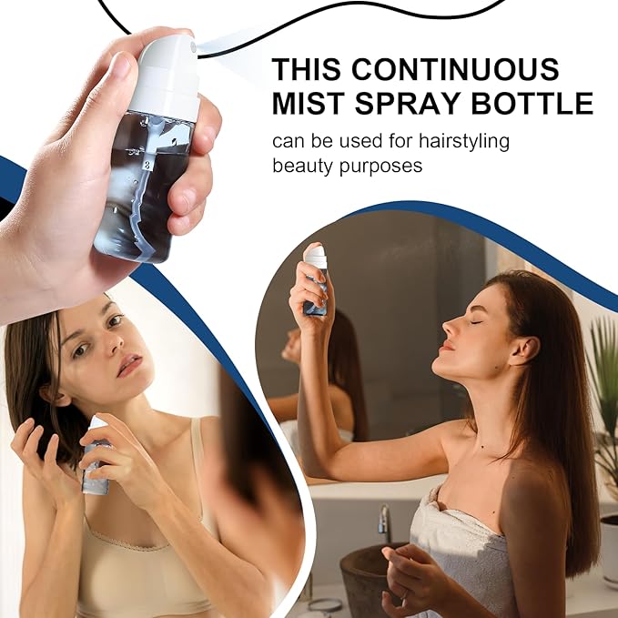 2 Pack 60ML Small Spray Bottle, Portable Refillable Travel Spray Bottle for Hair, Cleaning, Beauty, Fine Mist, Leak Proof, Lt. Blue and Lt. Green