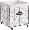 Mxfurhawa Laundry Hamper,Collapsible Laundry Basket Large Capacity Metal Laundry Hamper with Removable Liner, Rolling Wheels and Collapsible Design for Clothes Storage and Organization (210L BLACK)