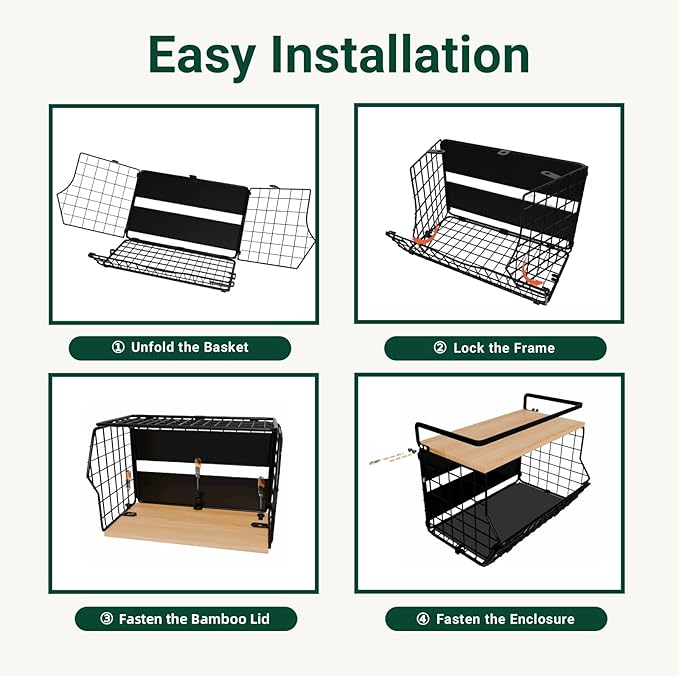 3-Tier Magnetic Shelf for Fridge with Divider & Bamboo Top, Fruit Basket Potato and Onion Storage Bins, Kitchen Large Container Magnetic Spice Rack for Refrigerator, Kitchen Counter, Fridge Organizer